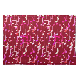 Musical Notes print - burgundy, multi Cloth Placemat