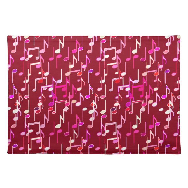 Musical Notes print - burgundy, multi Cloth Placemat (Front)