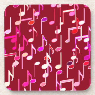 Musical Notes print - burgundy, multi Drink Coaster