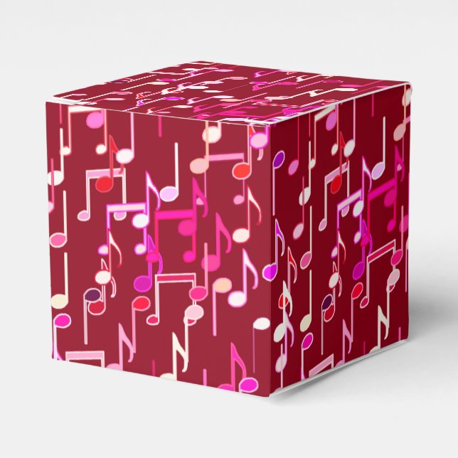 Musical Notes print - burgundy, multi Favor Boxes (Front Side)