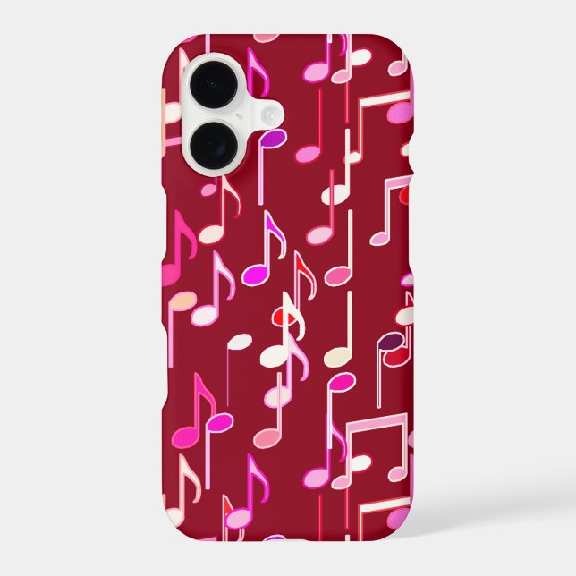 Musical Notes print - burgundy, multi Iphone Case (Back)