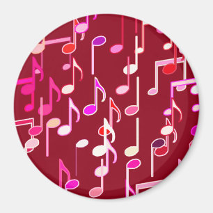 Musical Notes print - burgundy, multi Magnet
