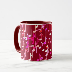 Musical Notes print - burgundy, multi Mug