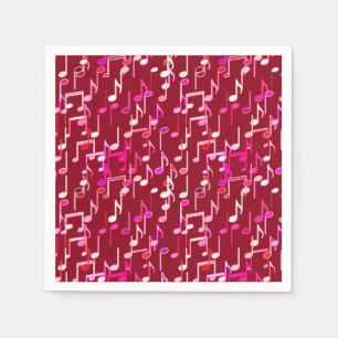 Musical Notes print - burgundy, multi Napkins