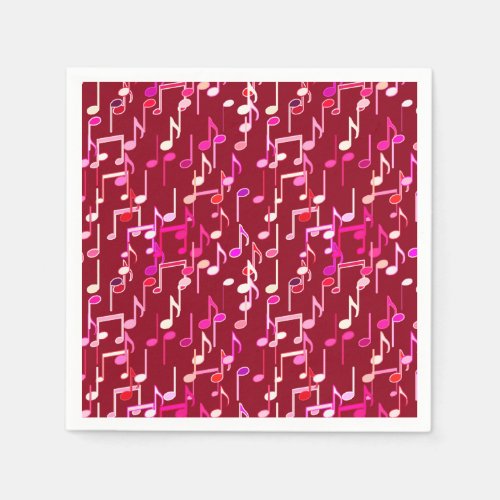 Musical Notes print _ burgundy multi Napkins