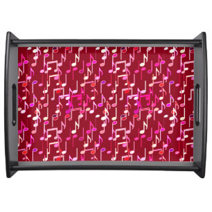 Musical Notes print - burgundy, multi Serving Tray