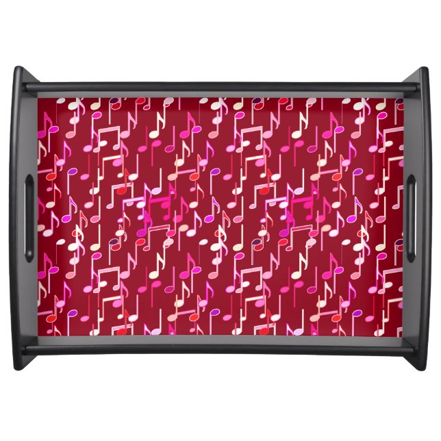 Musical Notes print - burgundy, multi Serving Tray (Front)