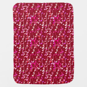 Musical Notes print - burgundy, multi Swaddle Blanket