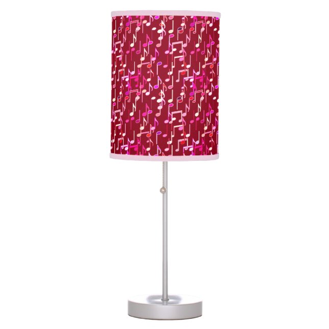 Musical Notes print - burgundy, multi Table Lamp (Front)