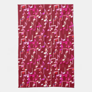 Musical Notes print - burgundy, multi Towel