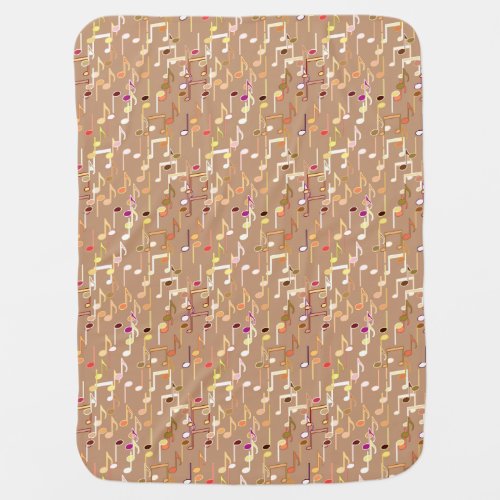 Musical Notes print _ Camel Tan Multi Swaddle Blanket