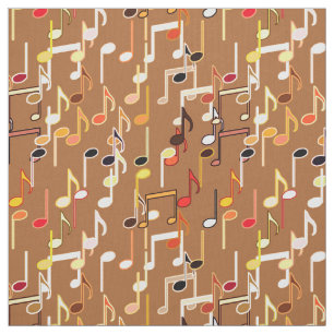 Musical Notes print - Caramel Tan, Multi Fabric