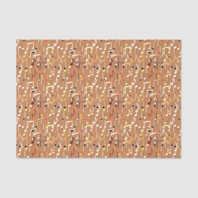 Musical Notes print - Caramel Tan, Multi Tissue Paper (Front)