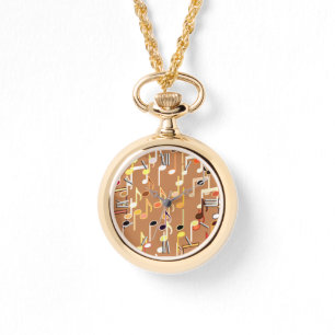 Musical Notes print - Caramel Tan, Multi Watch