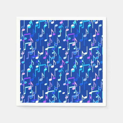 Musical Notes print _ indigo blue multi Paper Napkins