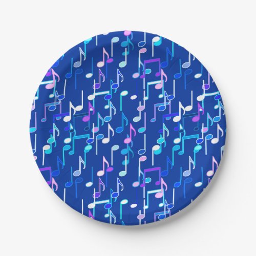 Musical Notes print _ indigo blue multi Paper Plates