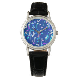 Musical Notes print - indigo blue, multi Watch