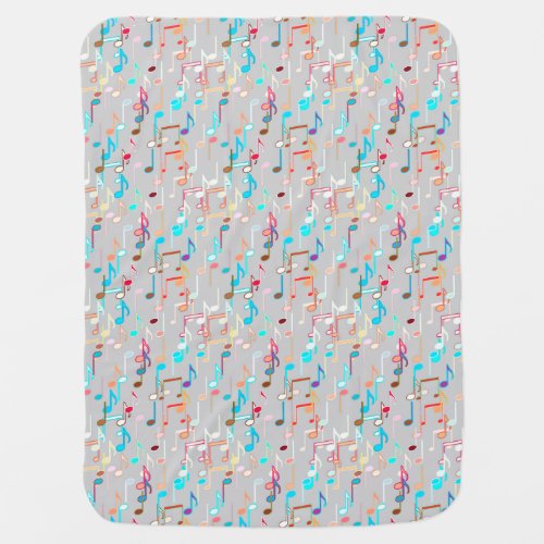 Musical Notes print _ light silver gray multi Receiving Blanket