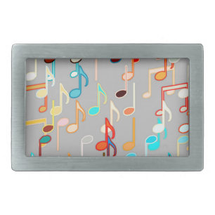 Musical Notes print - Medium Grey, Multi Belt Buckle