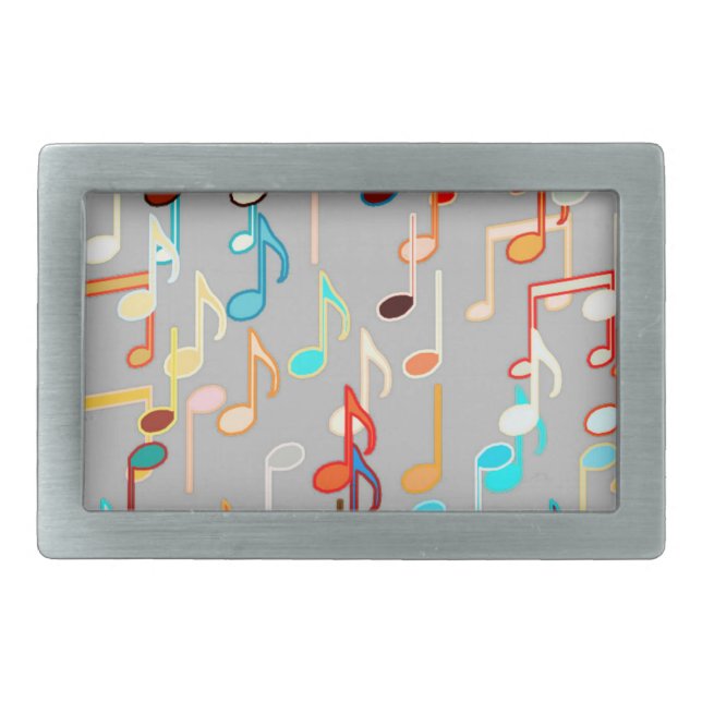 Musical Notes print - Medium Grey, Multi Belt Buckle (Front)