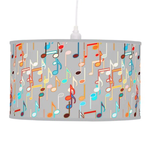Musical Notes print _ Medium Grey Multi Ceiling Lamp