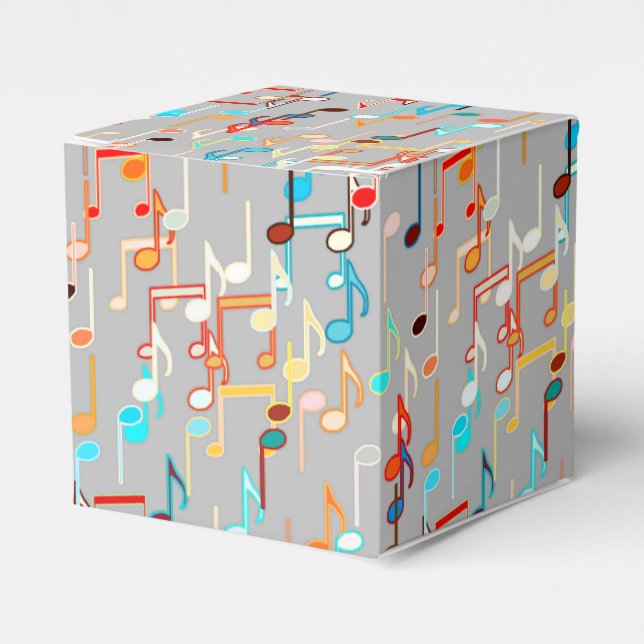 Musical Notes print - Medium Grey, Multi Favor Boxes (Front Side)