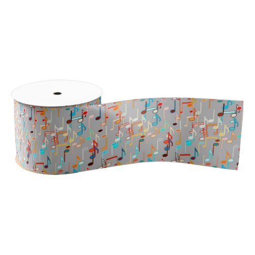 Musical Notes print _ Medium Grey Multi Grosgrain Ribbon