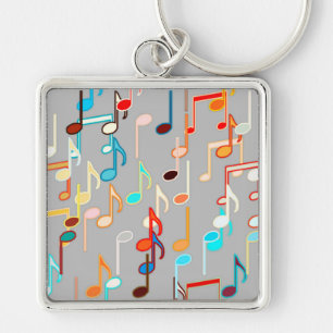 Musical Notes print - Medium Grey, Multi Keychain