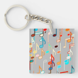 Musical Notes print - Medium Grey, Multi Keychain