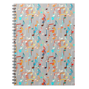 Musical Notes print - Medium Grey, Multi Notebook