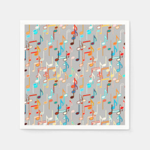 Musical Notes print - Medium Grey, Multi Paper Napkins