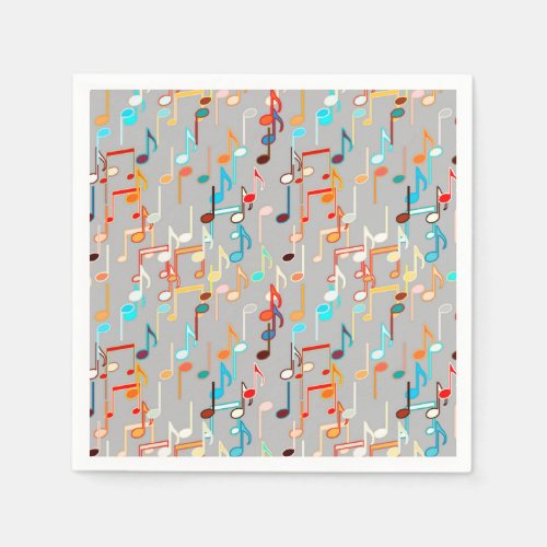 Musical Notes print _ Medium Grey Multi Paper Napkins