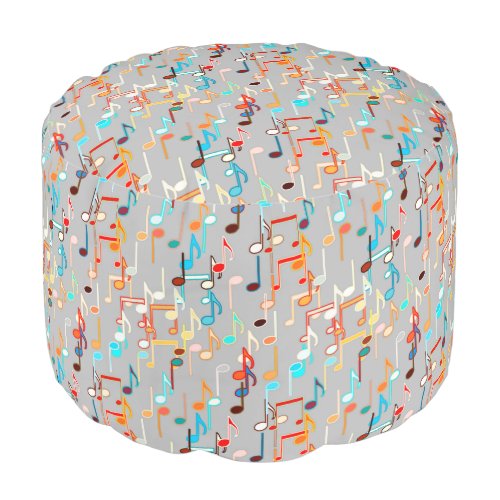 Musical Notes print _ Medium Grey Multi Pouf