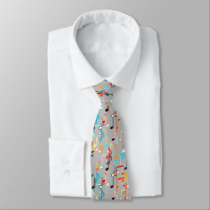 Musical Notes print - Medium Grey, Multi Tie