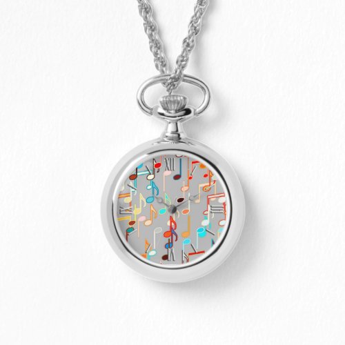 Musical Notes print _ Medium Grey Multi Watch