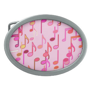 Musical Notes print - pink, multi Belt Buckle