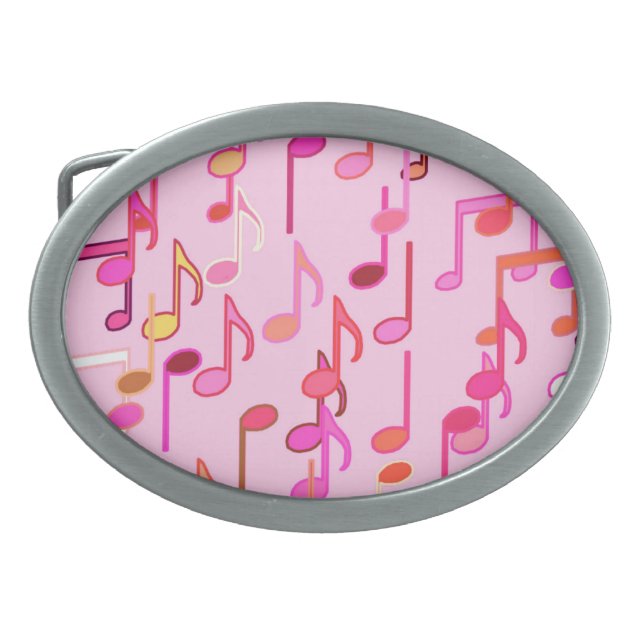 Musical Notes print - pink, multi Belt Buckle (Front)