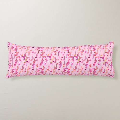 Musical Notes print _ pink multi Body Pillow