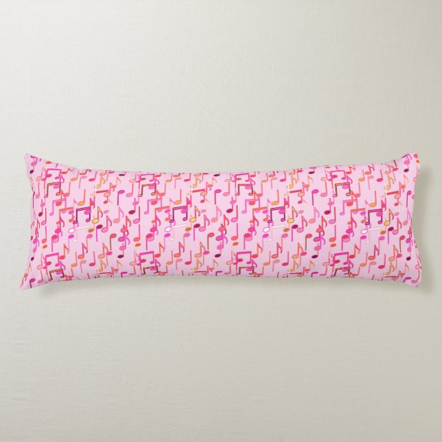 Musical Notes print - pink, multi Body Pillow (Front)