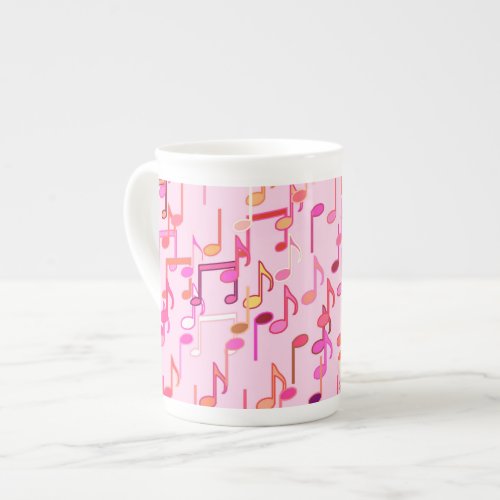 Musical Notes print _ pink multi Bone China Mug