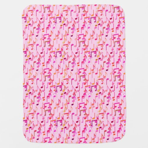 Musical Notes print _ pink multi colors Swaddle Blanket