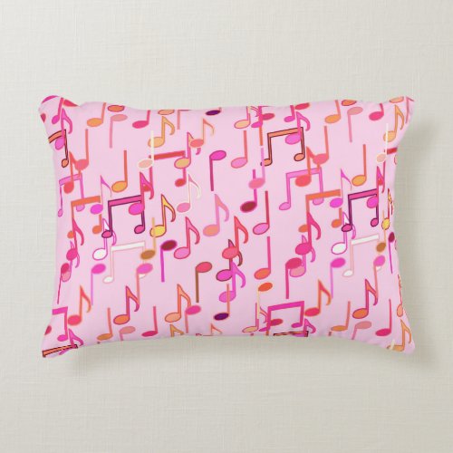 Musical Notes print _ pink multi Decorative Pillow