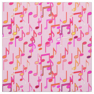 Musical Notes print - pink, multi Fabric