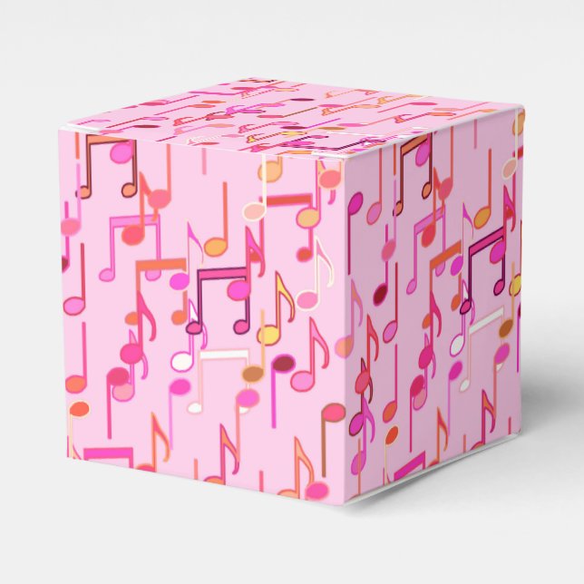 Musical Notes print - pink, multi Favor Boxes (Front Side)