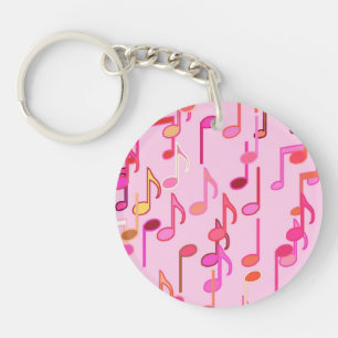 Musical Notes print - pink, multi Keychain