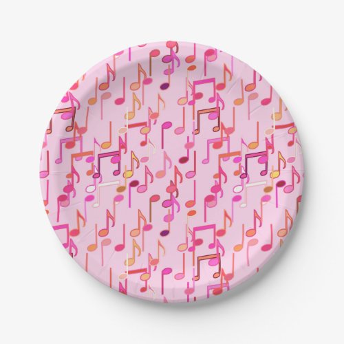 Musical Notes print _ pink multi Paper Plates