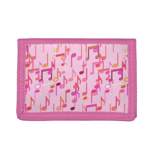 Musical Notes print - pink, multi Tri-fold Wallet