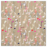 Musical Notes print - taupe tan, multi Fabric