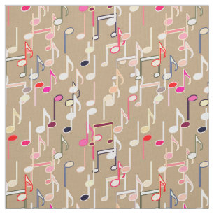 Musical Notes print - taupe tan, multi Fabric