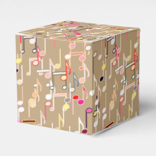 Musical Notes print - taupe tan, multi Favor Boxes
